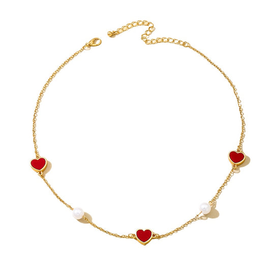 Planderful Vienna Verve Necklace – Elegant Metal Design with Red Love Pearls