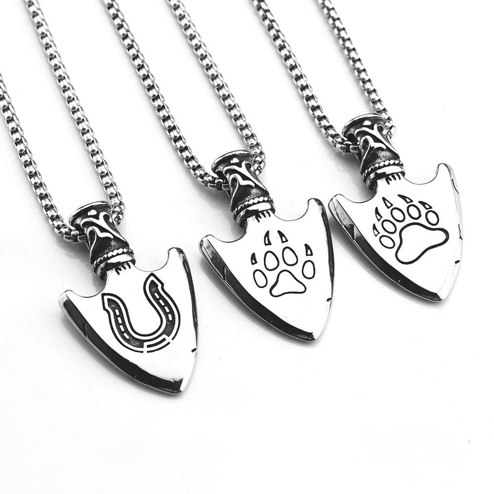 Planderful Viking Rune Triangle Pendant Titanium Steel DoubleSided For Men Norse Legacy Jewelry