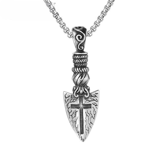 Vajra Pestle Cross Shield Vintage Pendant Stainless Steel Unisex Protection Statement By Planderful