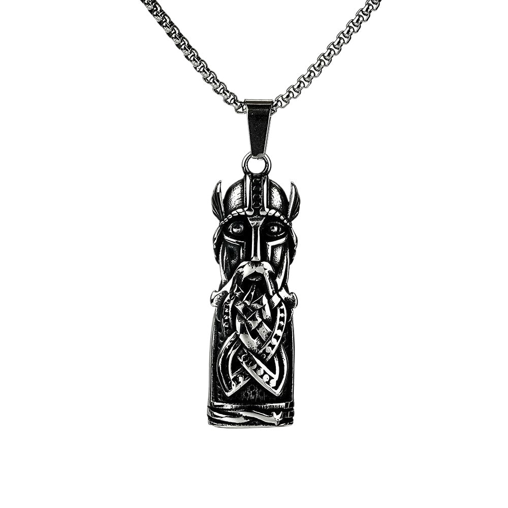 Planderful Titanium Steel Odin Pendant Necklace For Men Retro Viking Portrait Jewelry