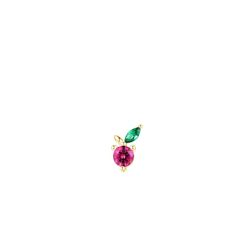 925 Sterling Silver Colorful Zircon Single Stud