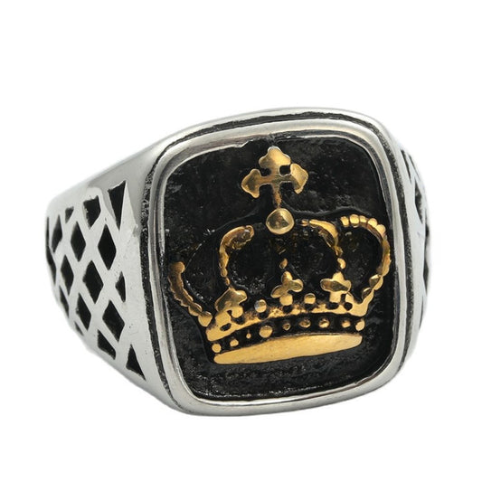 Titanium Steel Crown Ring for Men - Retro Trendy Accessories from Planderful Collection
