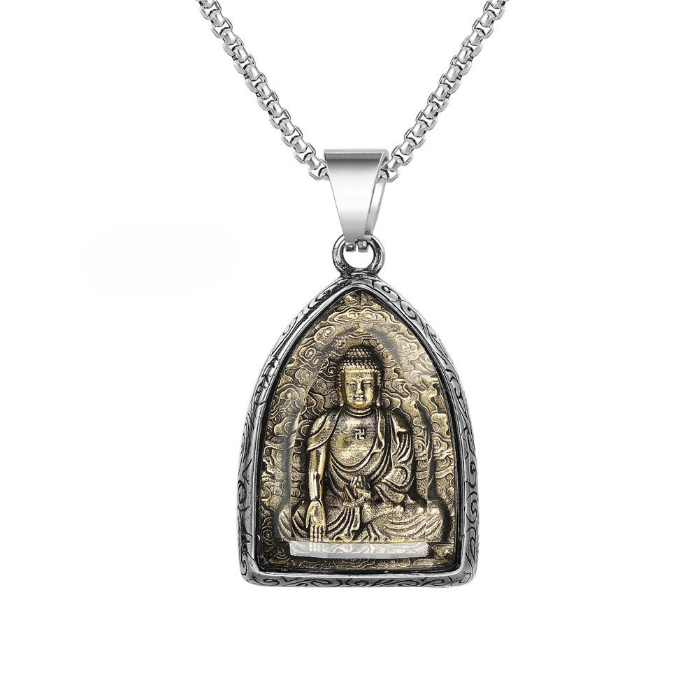 Planderful Buddhist Pendant Eight Patrons Of The Zodiac Guanyin Tathagata Unisex Protection Necklace
