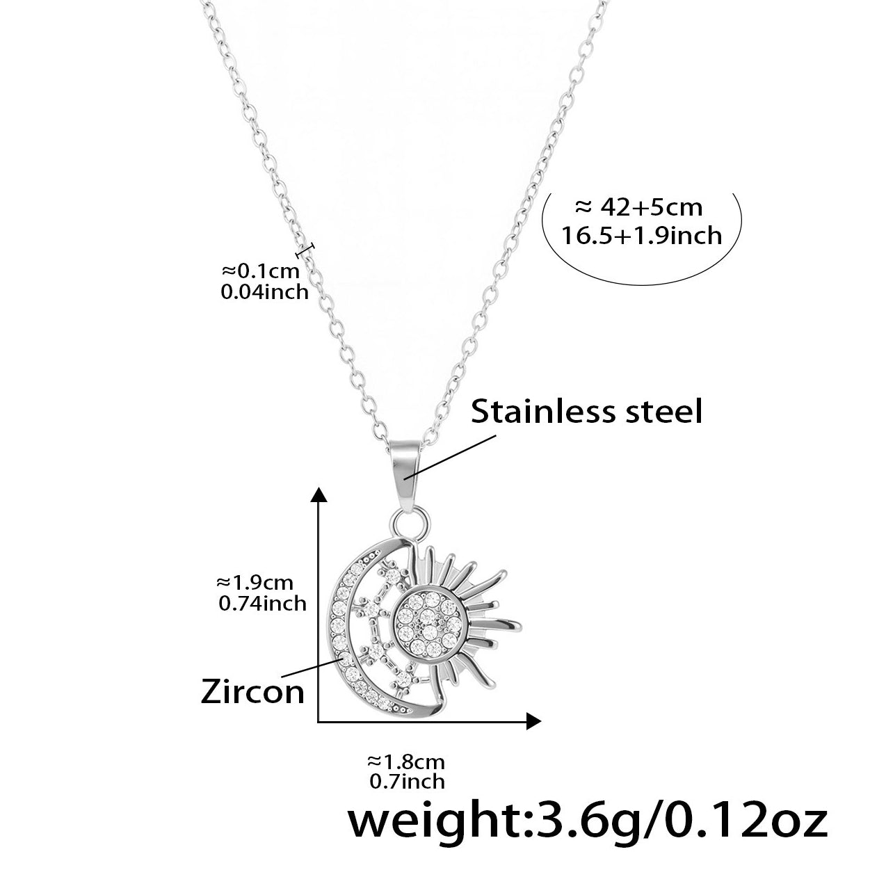 Planderful Sun Moon Pendant Necklace Women Gold Plated