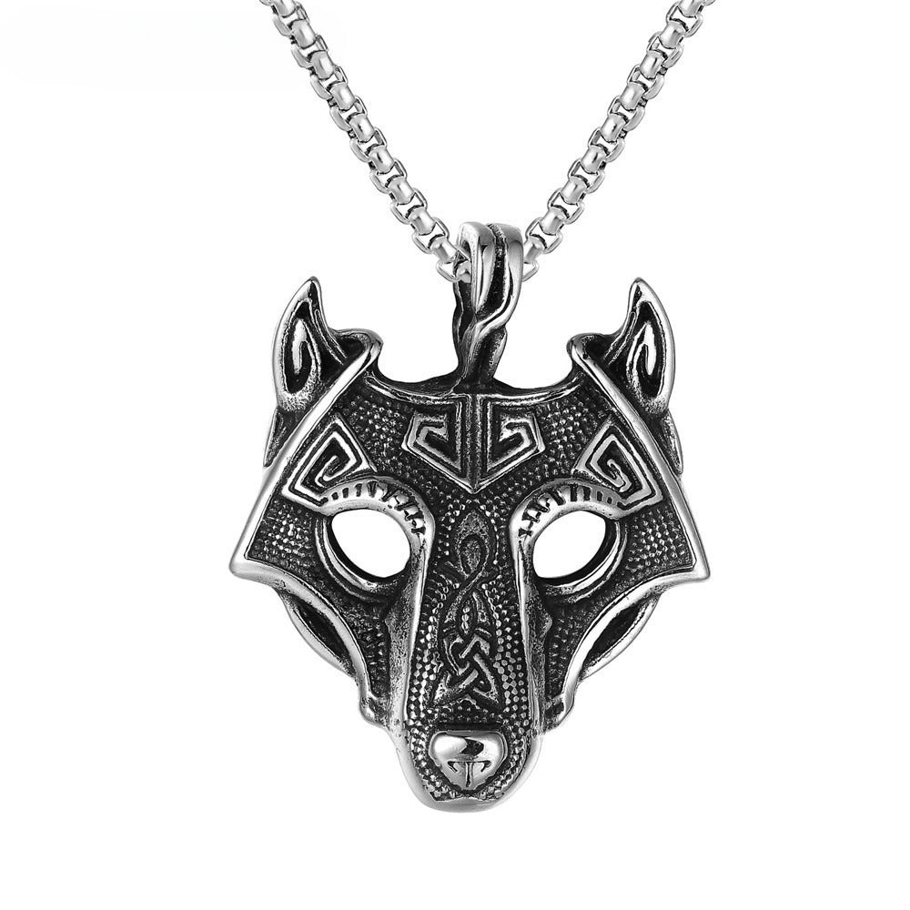 Planderful Personalized Retro Viking Wolf Head Pendant Necklace in Titanium Steel For Men And Women Protection
