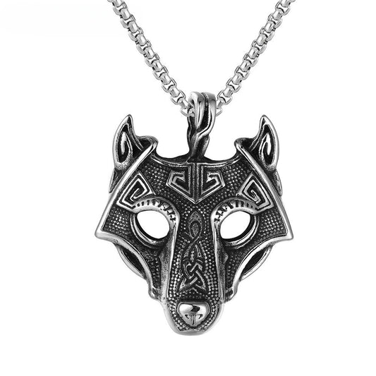 Planderful Personalized Retro Viking Wolf Head Pendant Necklace in Titanium Steel For Men And Women Protection