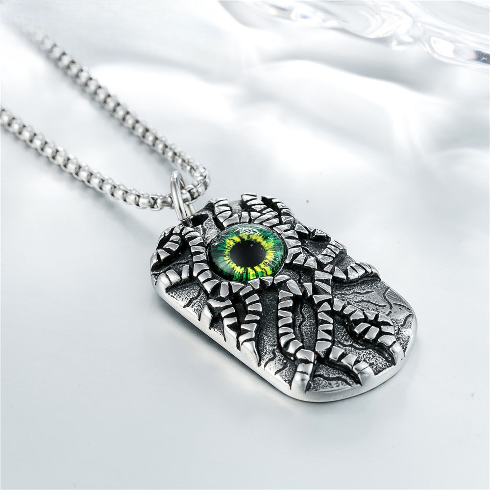 Planderful Personalized Retro Devil's Eye Pendant Necklace For Men And Unisex Titanium Steel Protection Statement