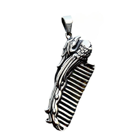 Titanium Steel Retro Personalized Men's Pendant Comb Accessory for Wholesale