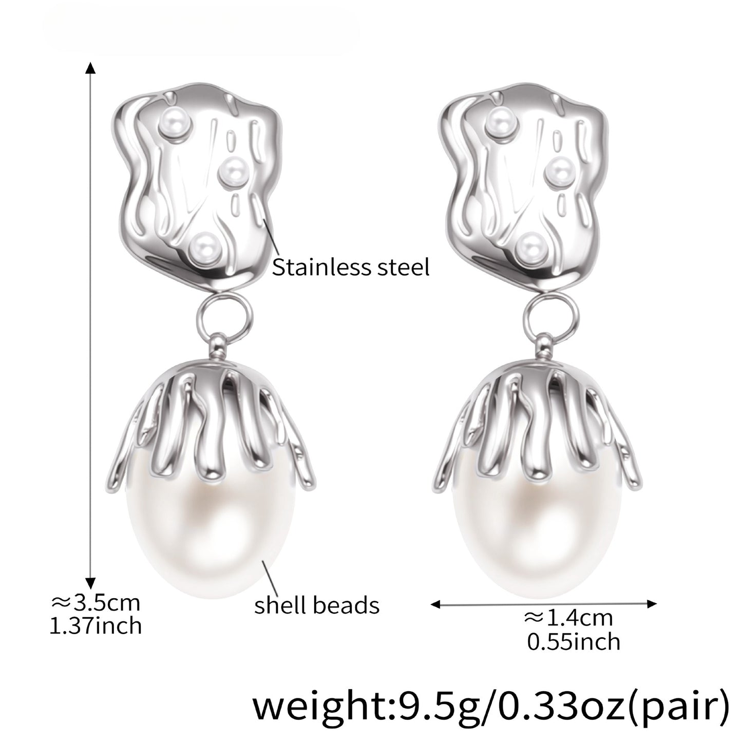 Planderful Baroque Pearl Earrings For Women 18K Gold Plated