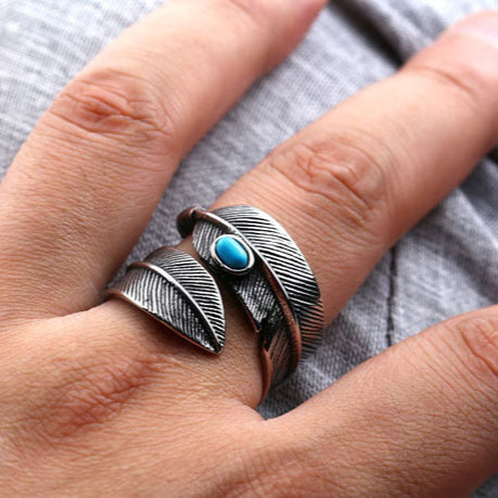Stylish Unisex Titanium Steel Turquoise Takahashi Ring with Adjustable Fit