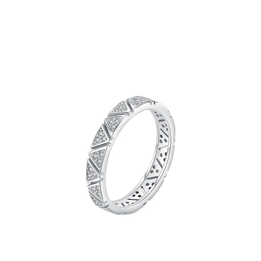 Korean Sterling Silver Geometric Zircon Ring for Women