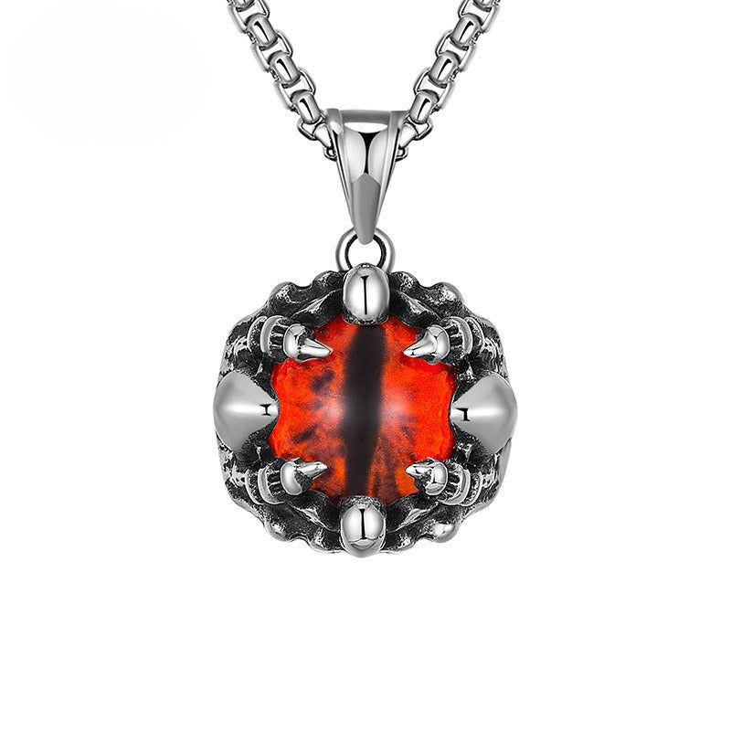 Steel Necklace – Statement Turkish Eye Pendant