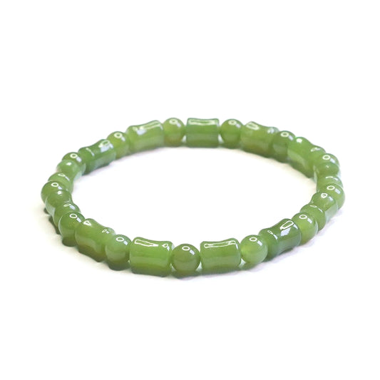Qingshui Hetian Jade Green Bamboo Bracelet
