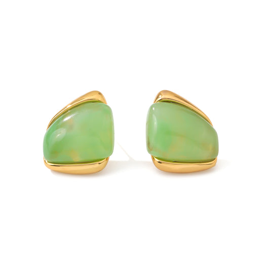 Planderful Vienna Verve Stainless Steel Stud Earrings Geometric Irregular Golden Edge Statement For Women