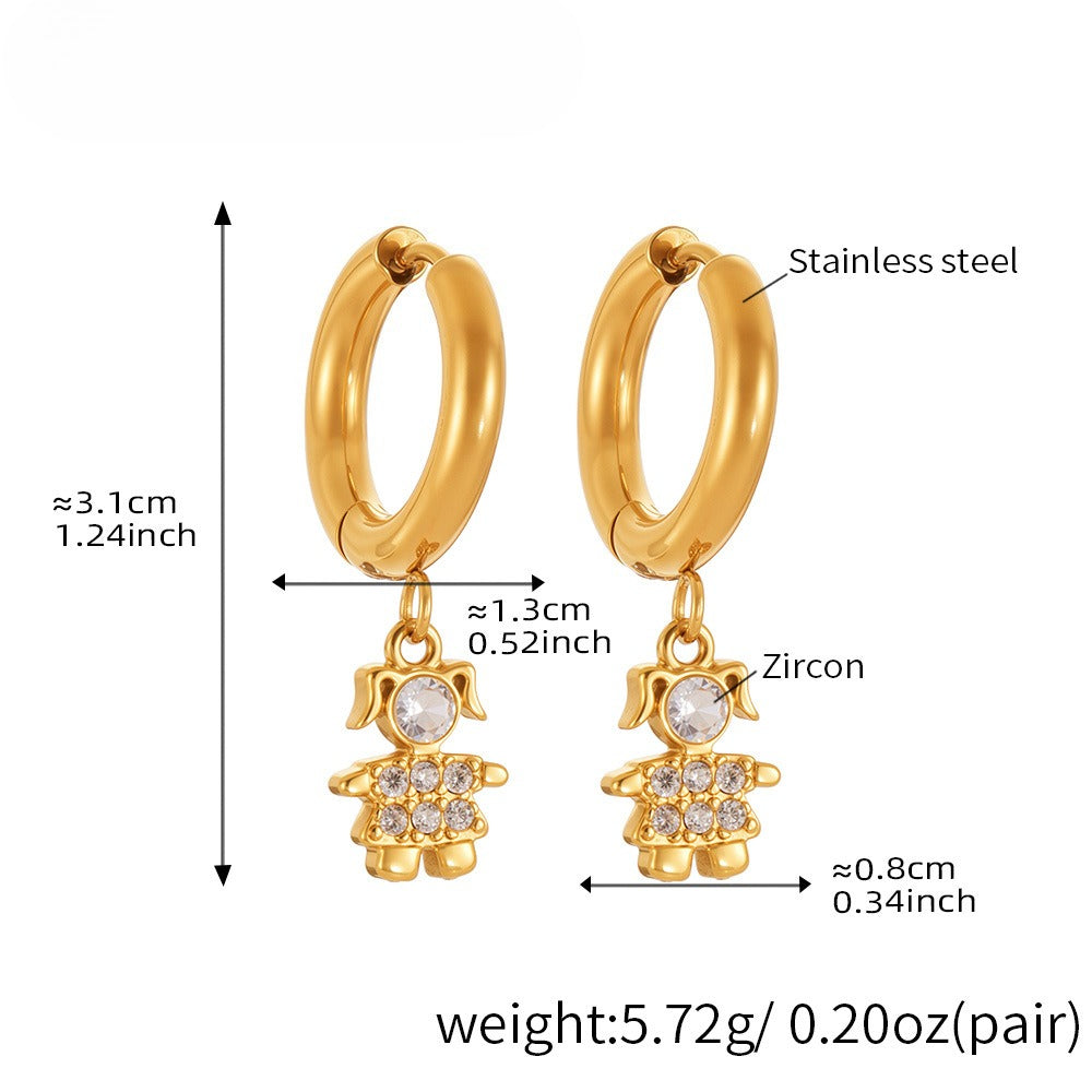 Planderful 18K Gold Plated Zircon Animal Earrings Women