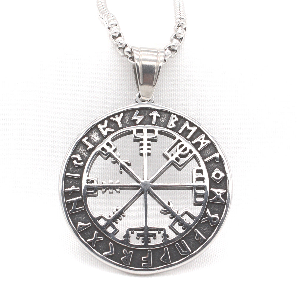 Nordic Viking Runavin Odin Compass Pendant for Men - Hot Sale!