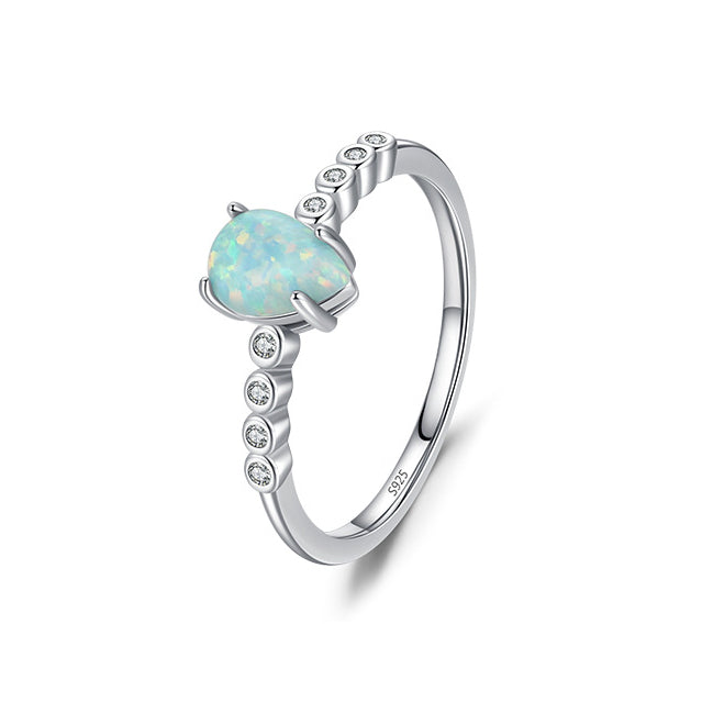 Everyday Genie Opal Ring - Sterling Silver, Korean Design, Size 5-10
