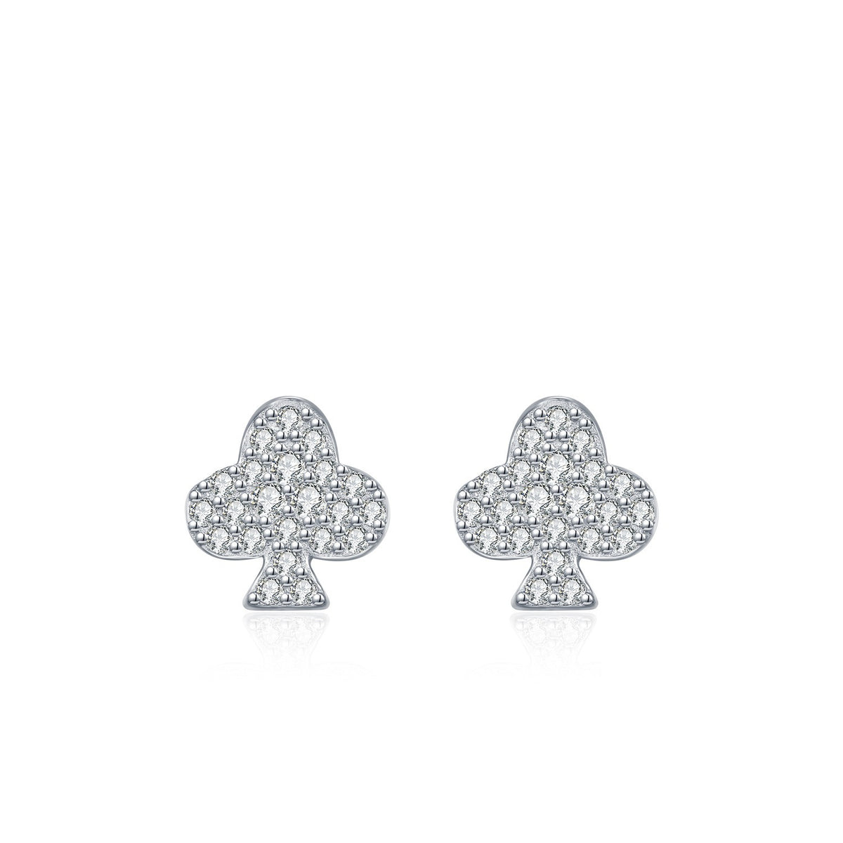 925 Sterling Silver Playing Card Moissanite Stud Earrings