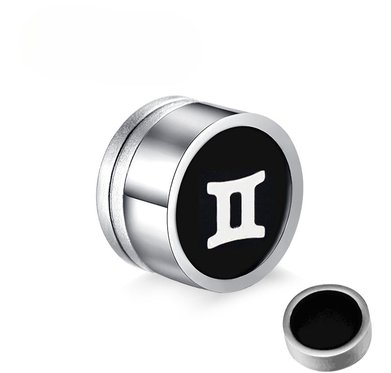 Titanium Steel Twelve Constellation Earrings for Men