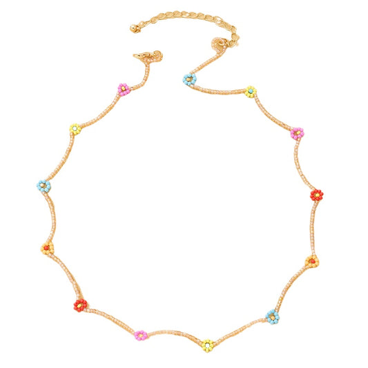 Colorful Floral Beaded Necklace - Vienna Verve Collection