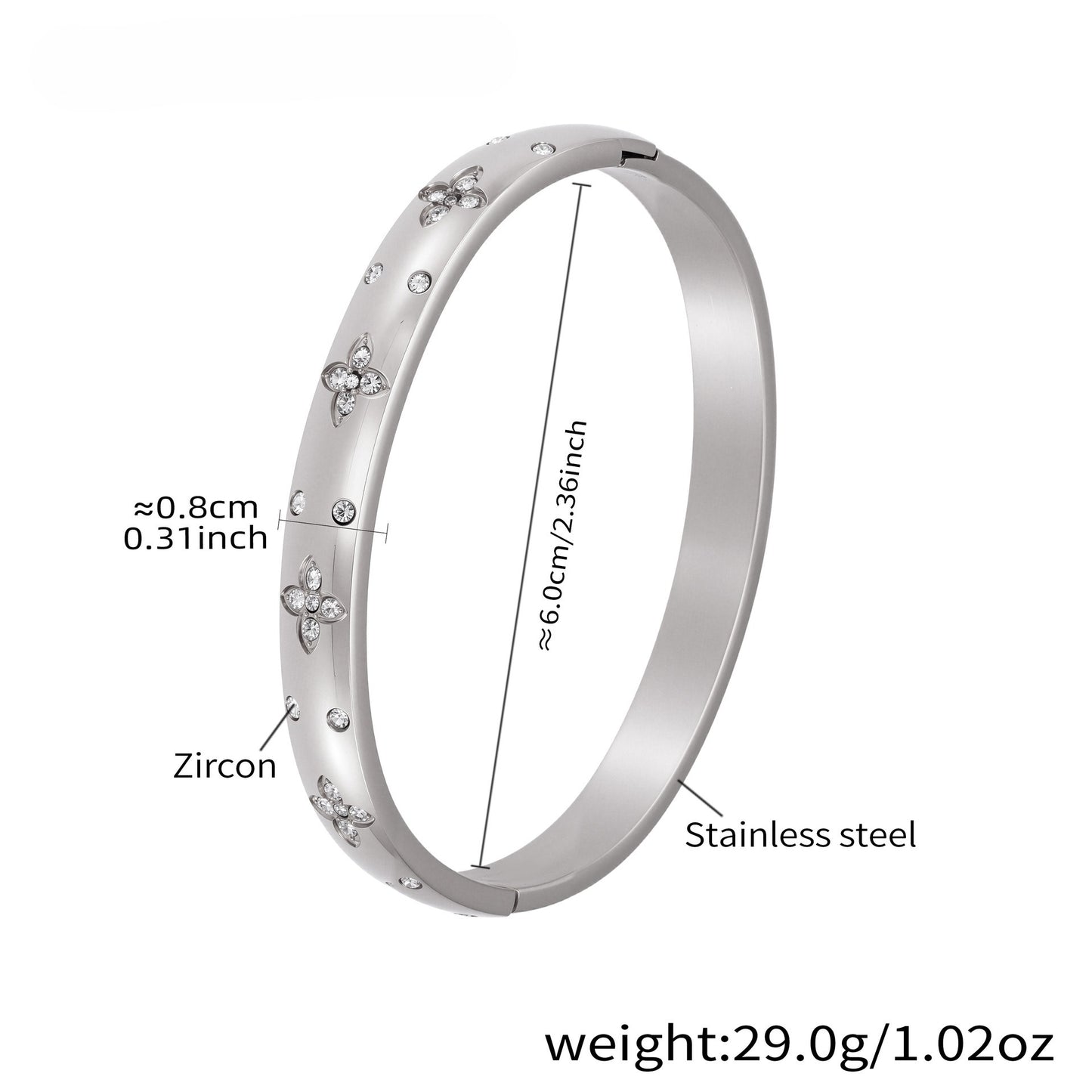 Planderful Women Stainless Steel Geometric Zircon Bracelet