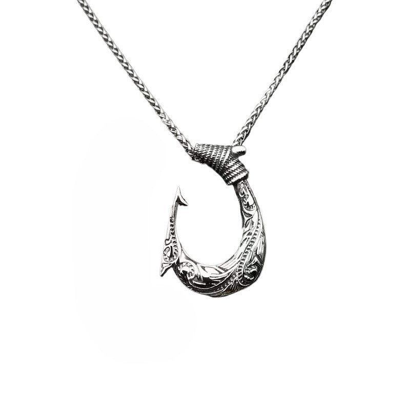 Steel Necklace – Statement Nordic Viking Fish Hook Pendant