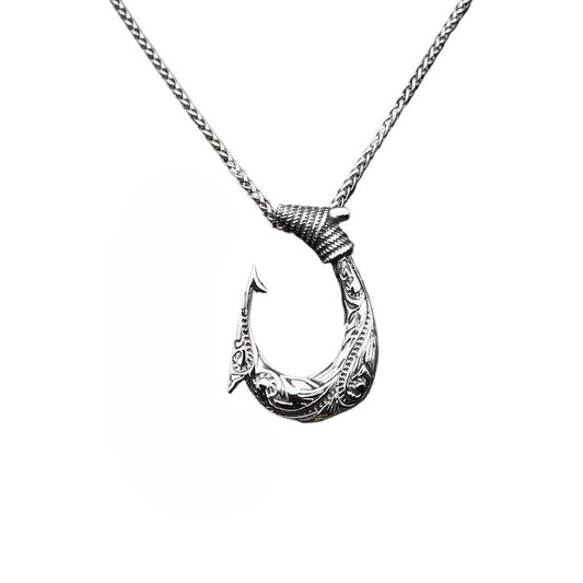 Steel Necklace – Statement Nordic Viking Fish Hook Pendant