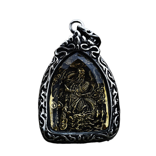 Retro Chinese-Inspired Titanium Steel Men's Pendant Tag for Wholesale Trade