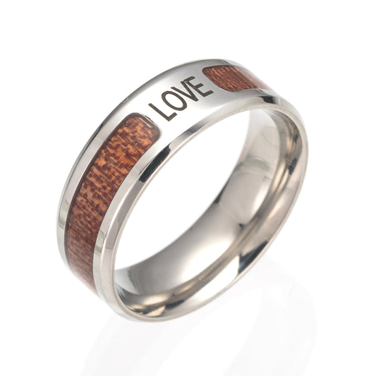 Woodgrain Half Ring - Men's Steel Ring in Everyday Genie Collection