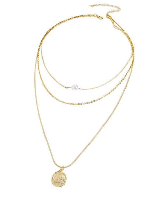 Three-Layer Gold Pendant Necklace - Stylish Clavicle Chain with Cross-Border European Design