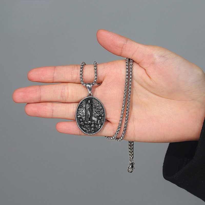 Vintage Cross Stainless Steel Pendant Necklace