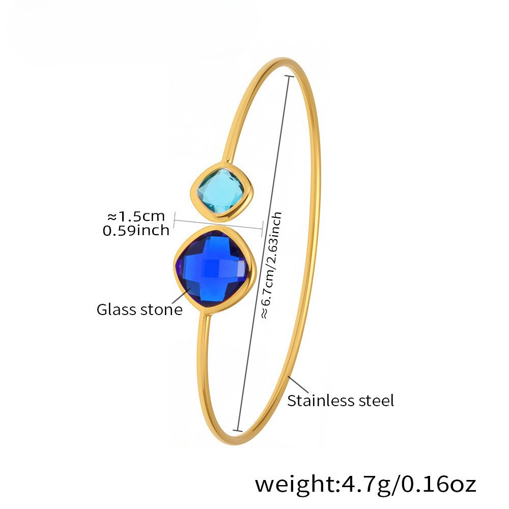 Planderful Czech Glass Stone Open Bracelet Women Fashion