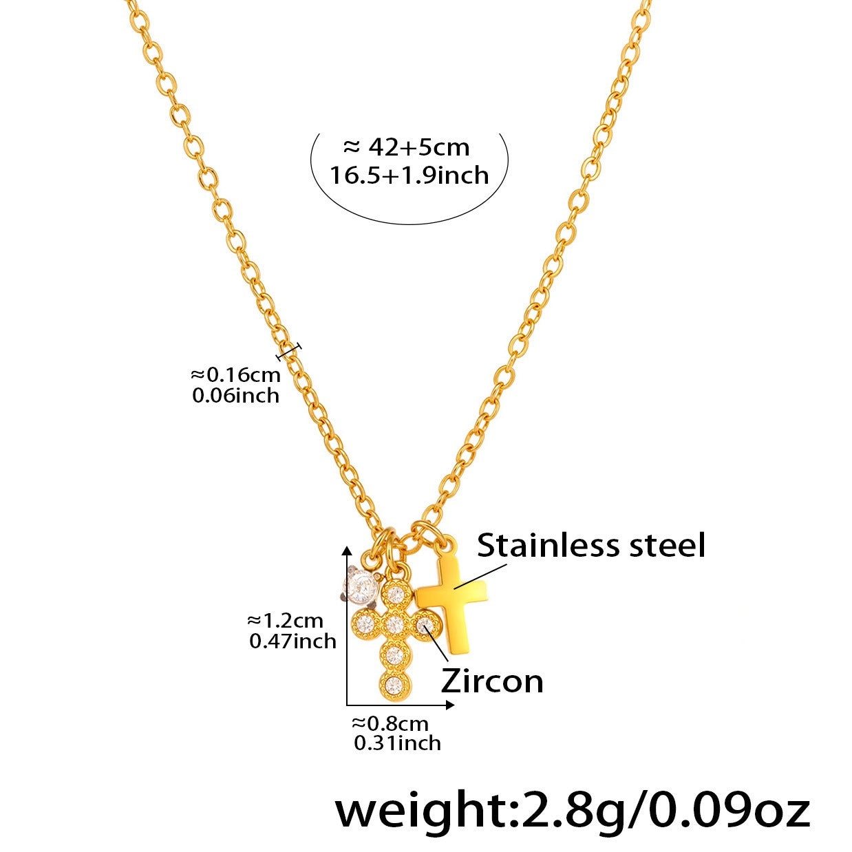 Planderful Zircon Cross Clavicle Necklace Multi Layer Women