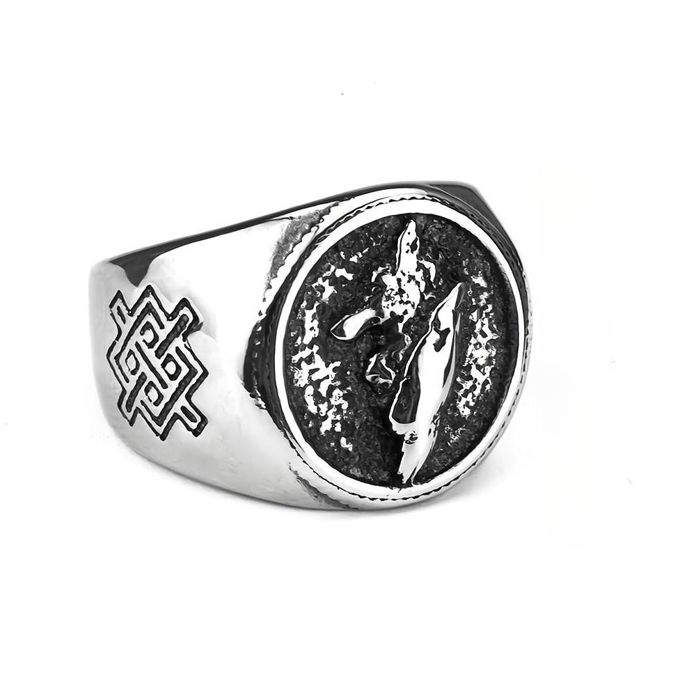 High Quality Stainless Steel Nordic Odin Logo Ring for Men