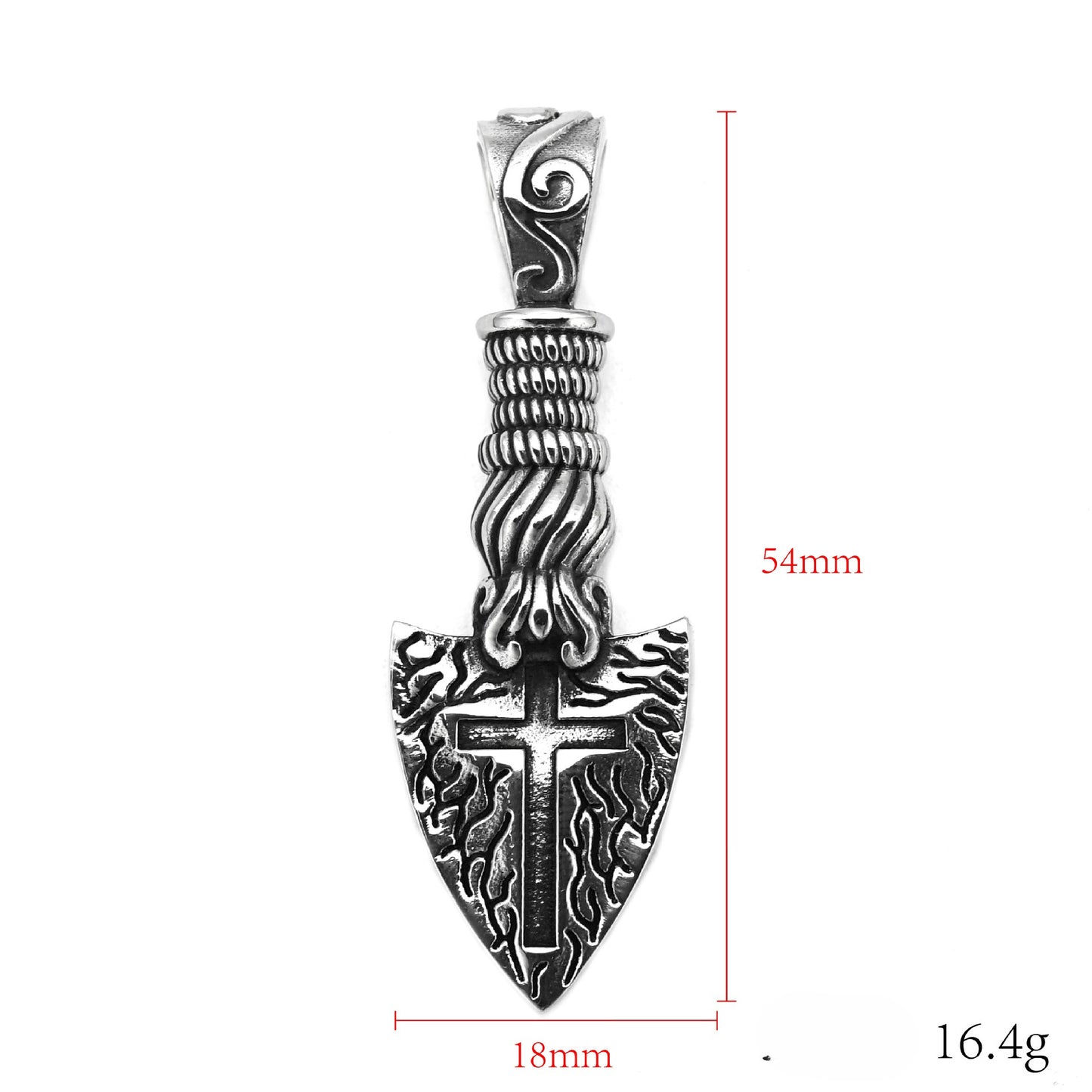 Steel Necklace - Statement Cross Blade Spear Of Destiny Pendant For Hip Hop Style And Everyday Wear
