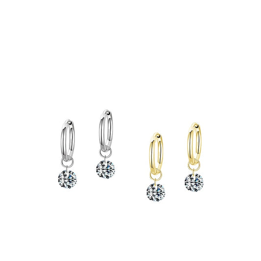 Glossy Sterling Silver Imitation Diamond Zircon Earrings
