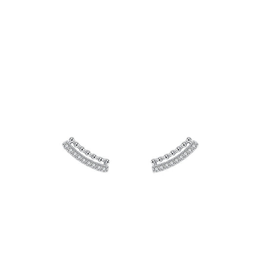 Elegant S925 Sterling Silver Geometric Earrings with Zircon Gem
