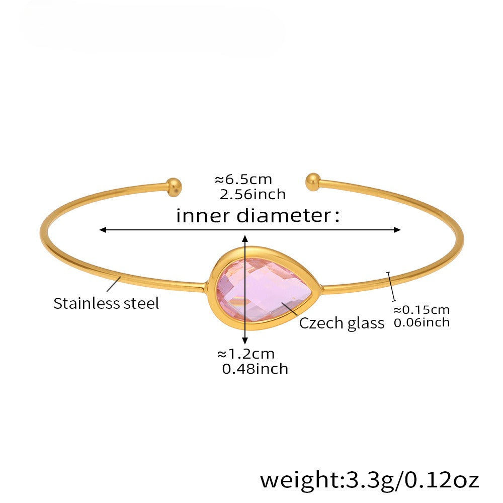 Planderful Water Drop Czech Glass Bracelet For Her 18K Gold