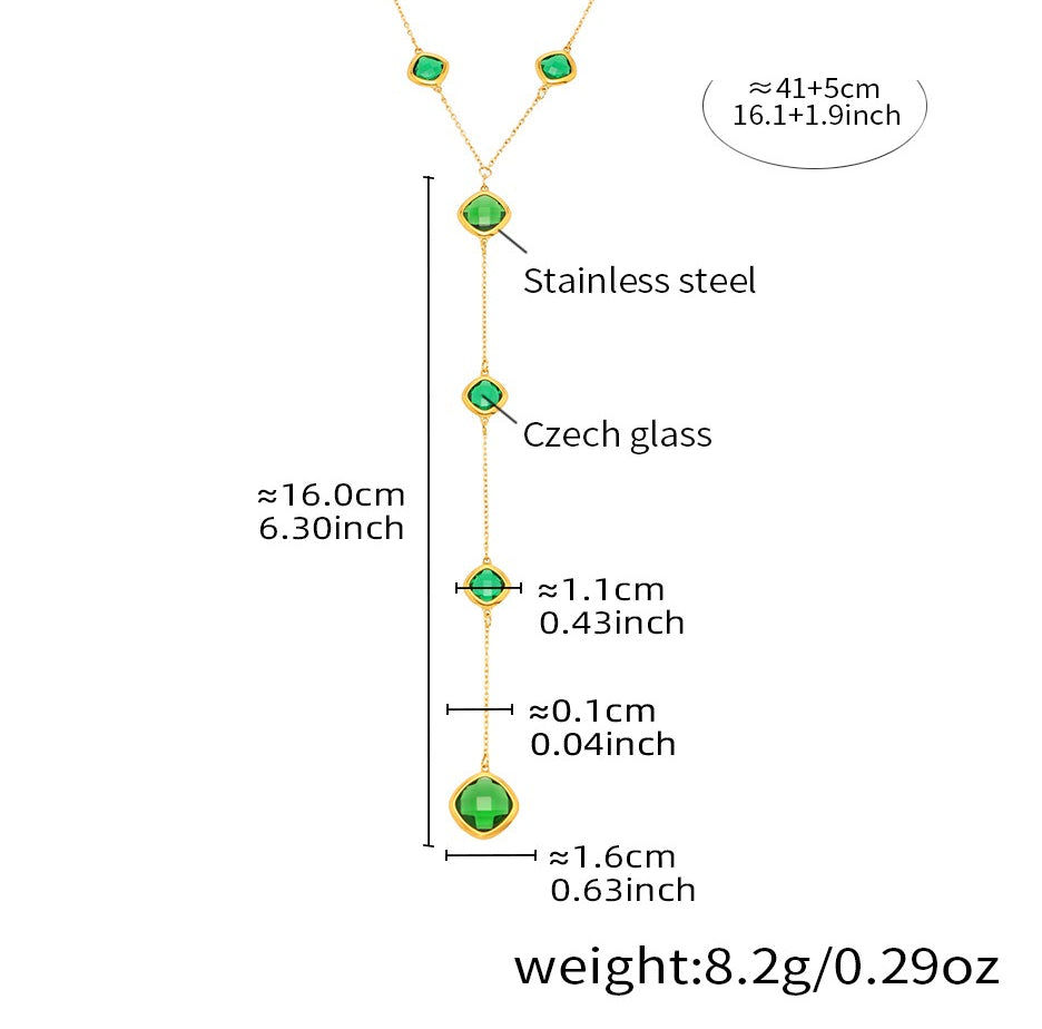 Planderful Clavicle Necklace Glass Tassel Long for Women