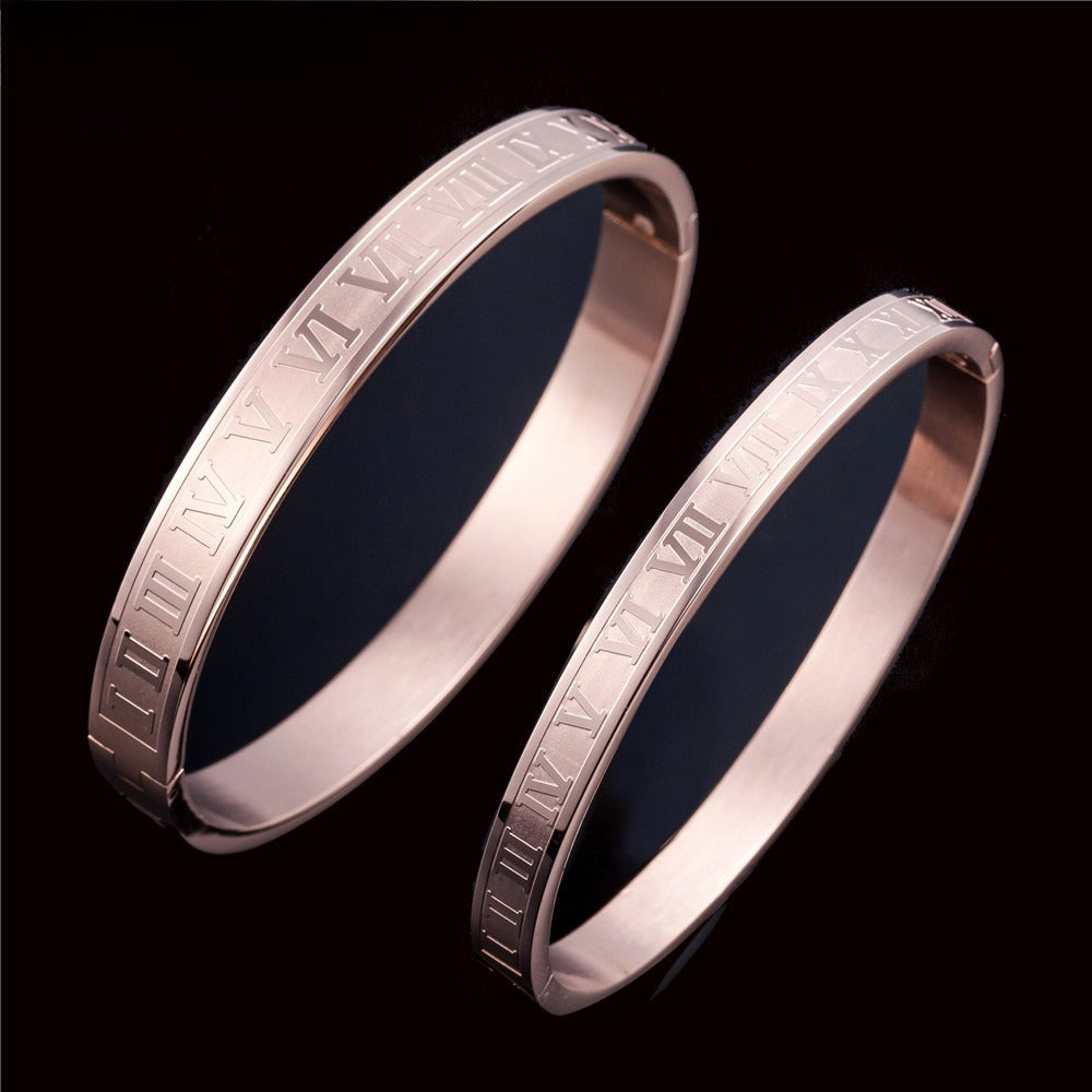 Planderful Titanium Steel Bracelet Unisex Durable Minimalist Roman Design For Couples