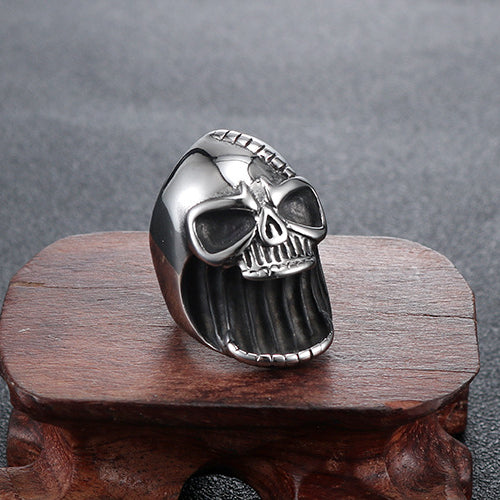 Titanium Steel Skull Ring for Men - Openable Punk Design Inspired by European and American Religious Totems