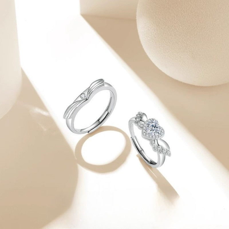 S925 Sterling Silver Contemporary Couple Ring — Adjustable