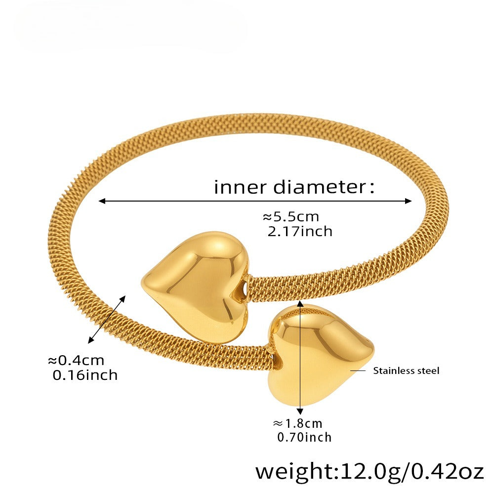 Planderful Peach Heart Elastic Bracelet 18K Gold Ladies