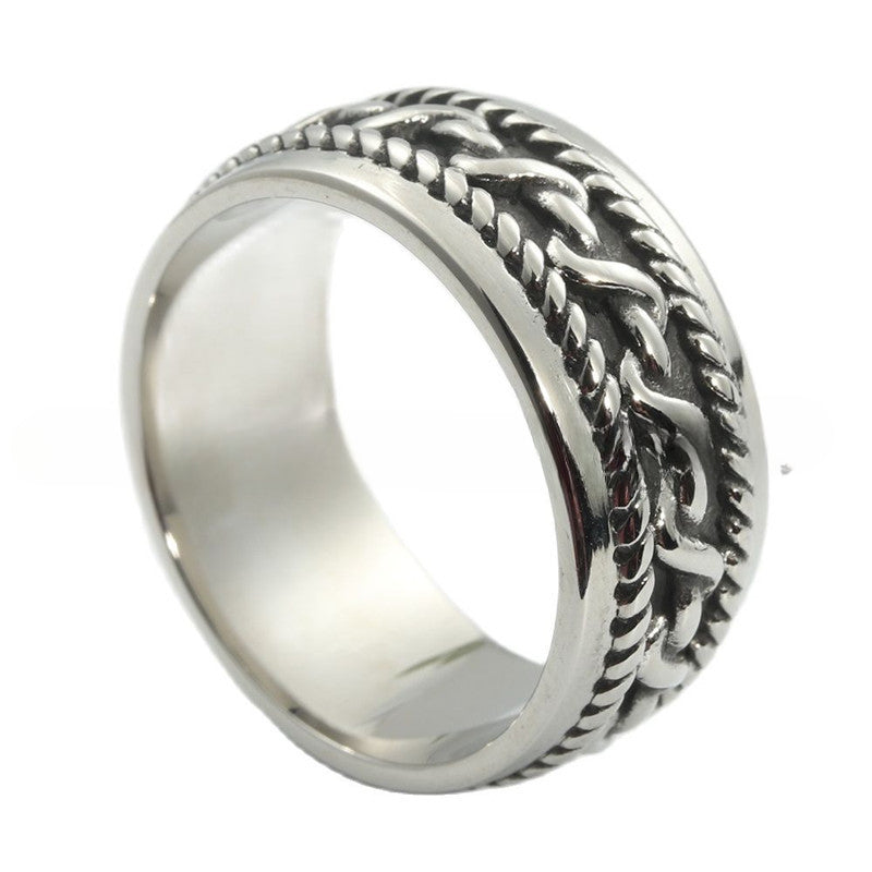 European And American Jewelry Titanium Steel Rattan Ring