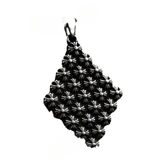 Titanium Steel Engraved Cross Pendant for Men - European and American Retro Style