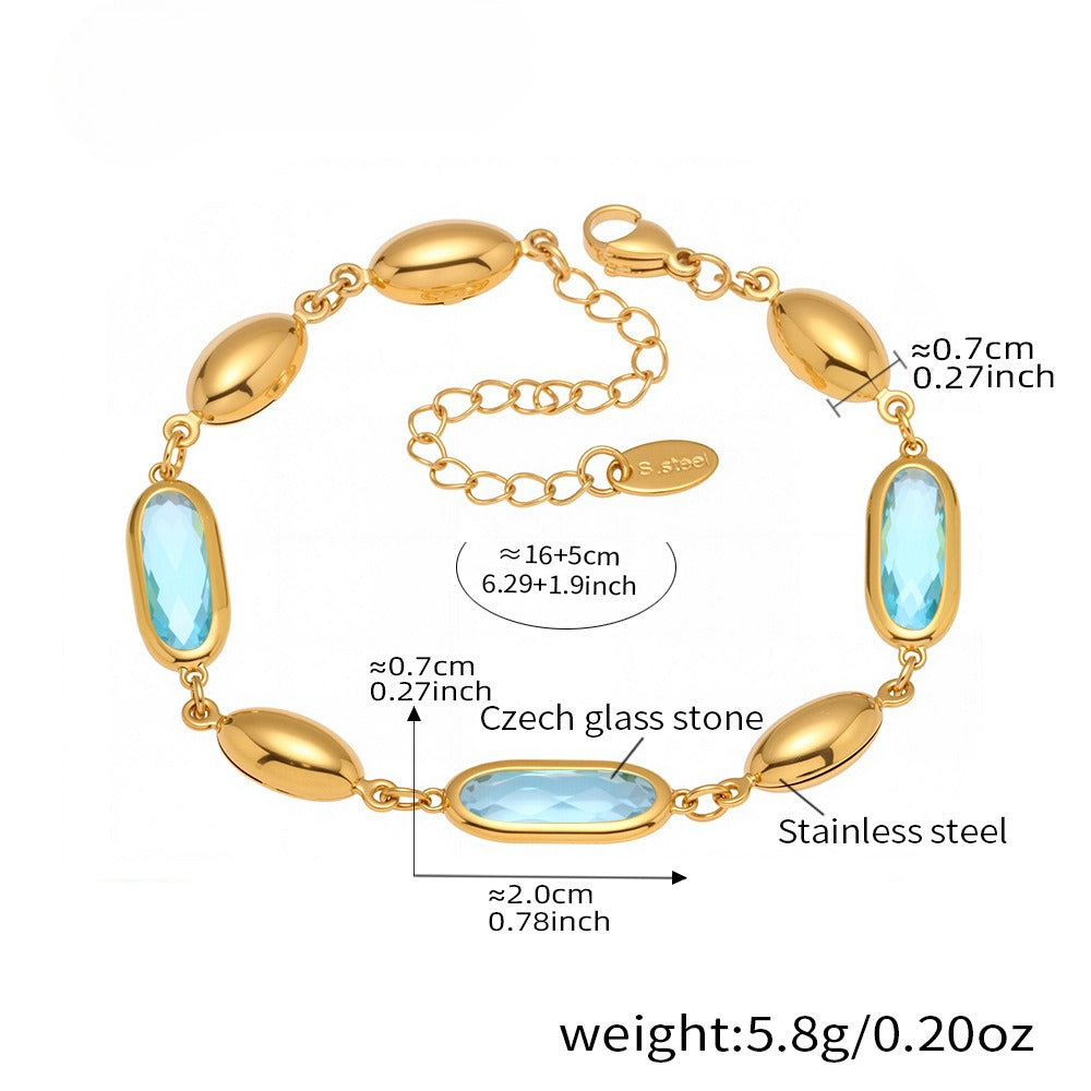 Planderful Oval Czech Glass Stone Bracelet Premium For Women