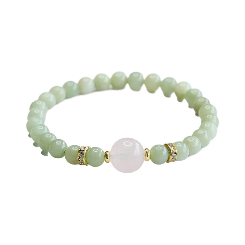 Qingshui Hetian Jade & Rose Quartz Bracelet