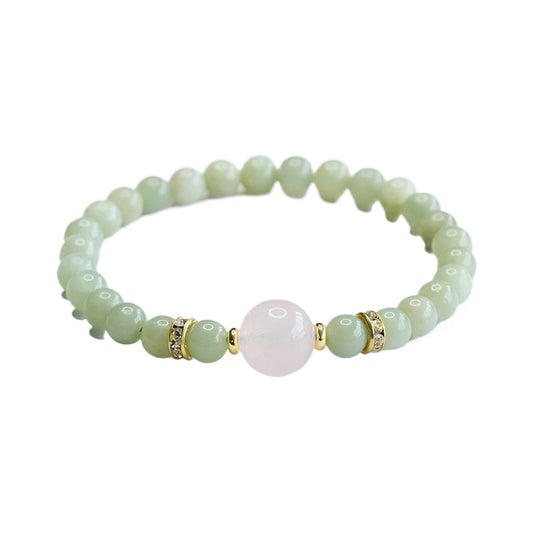 Qingshui Hetian Jade & Rose Quartz Bracelet
