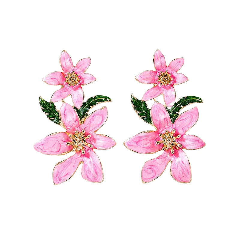 Planderful Vienna Verve Earrings – Fashionable Metal Color Dripping Flower Design