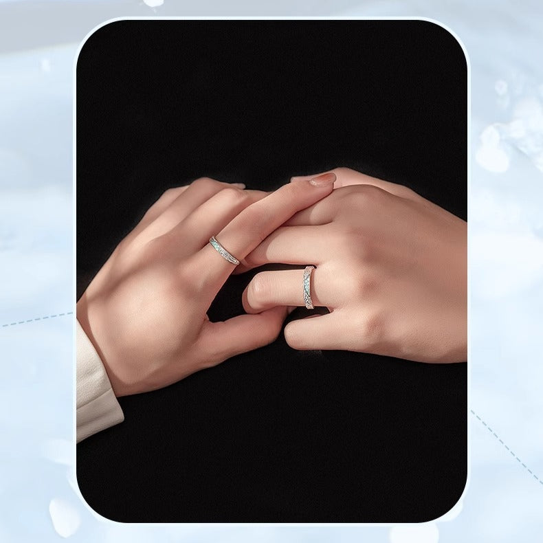 Planderful Sterling Silver Glacier Couple Ring For Girlfriend And Boyfriend Fashion Gift